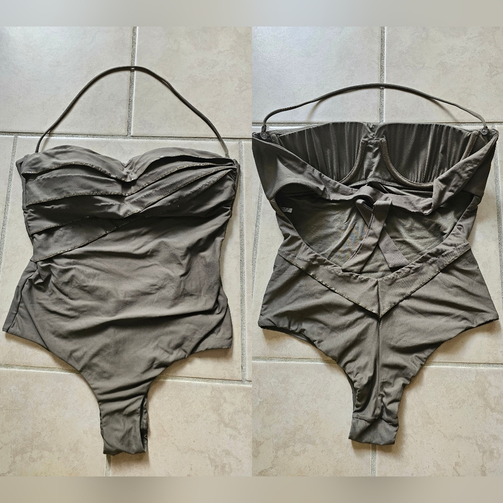 ERES Swimwear One Piece Sequin Embroidered Open Back Made In IT Size 42